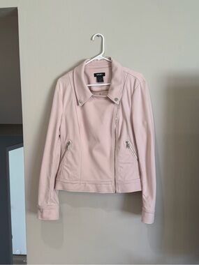 DKNY Pale Pink Asymmetrical Zip Moto Jacket